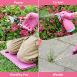 Housolution Gardening Tools Set, 10 PCS Stainless Steel Heavy-Duty with Non-slip Soft Rubber Handle with Large Garden Bag, Pink