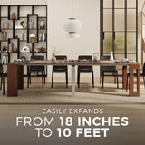 Mobili Fiver, Easy, Extendable Console Table with Extension Leaves Holder, 17.7(120.1) x35.4 in, Walnut, for 4-12 People, Space Saving Dining Table for Entrance, Living Room, Italian Furniture