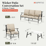 MIXPATIO 6-Piece Patio Conversation Set, Coffee Table, E-Coated Frame