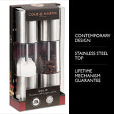 Cole & Mason Oslo Precision Salt & Pepper Grinder Set - Refillable Spice Mills - Salt Mill with Diamond Cut Ceramic Mechanism - Pepper Grinder with Carbon Steel Mechanism