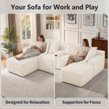 127'' Modular Boneless Couch,U Shaped Sectional Sofa for Living Room-Beige