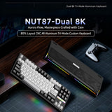 ZMX NUT87 Aluminum Custom Mechanical Keyboard,Hot-Swap Gasket Structure,Triple Mode 2.4G/Bt5.0/Wired,TKL 80% RGB Backlit 10000mAh Mechanical Keyboard for Game&Office,Black-Feathers
