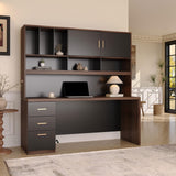 72.8" Computer Desk with Hutch and Drawers, Office Desk with Hutch Built in Charging Station