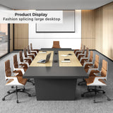 138" Rectangular Conference Table, Seats 12-14, Built-in Power Outlets & USB Charging Ports