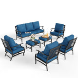 MIXPATIO 7-Piece Patio Conversation Set, Rocking Chairs, 2 Ottomans