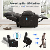 FLEXISPOT XL31-XL Oversized Power Lift Recliner for Elderly, 400 Lbs Heavy Duty Lay Flat Lift Chair with Extra Wide 27" Seat, Massage & Heat, Dual Motor Electric Recliner for Living Room, Dark-Grey