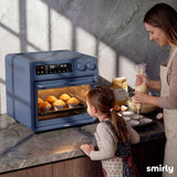 SMIRLY Digital Air Fryer Toaster Oven Combo, 27QT Convection Countertop Oven, 10-in-1 Multi-Function Fits 12" Pizza & 6 Slices of Toast, Stainless Steel, Blue