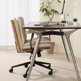 Home Office Desk Chair with Armrests & Wheels, Modern Walnut Swivel Rolling Executive Task Chair