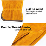 12 Pairs Leather Work Gloves Flexible Grip Gardening Construction Gloves Cowhide Thorn Proof Cut Resistant