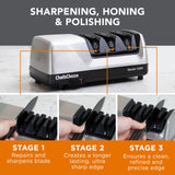 Chef'sChoice 15XV Professional Electric Knife Sharpener with Durable Metal Housing & 100-Percent Diamond Abrasives and Precision Angle Guides for Straight Edge and Serrated Knives, 3-Stage, Metallic