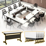 Folding Conference Table, Modular Conference Tables with Silent Wheels and 2 Cable