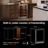 Ca'Lefort 24 Inch Wine Fridge, 61 Bottles Wine Cooler Refrigerator