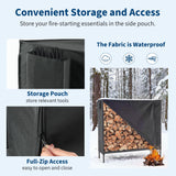 DUMOS 4FT Heavy Duty Firewood Storage Rack, Firewood Storage Log Rack with Cover and Zipper, Indoor Outdoor Wood Racks for Fire Wood Holder
