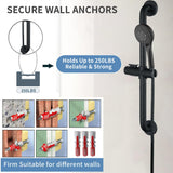 BRIGHT SHOWERS Stainless Steel Slide Bar Grab Rail Set Ada Compliant, 5-Spray Handshower with Slide Bar Kit – Includes Handheld Shower Head and 69-Inch Hose, Matte Black