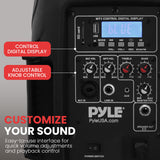 Pyle Active + Passive PA Systems - Dual 8inch 700 Watt Max Power Output Speaker with Microphone, Bluetooth Wireless Streaming, MP3/USB/SD/AUX Readers, Speaker Stands- Pyle PPHP849KT