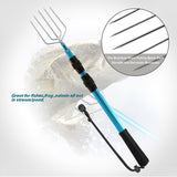 SANLIKE Telescopic Fish Gaff with Stainless Sea Fishing Spear Hook Tackle, Soft Rubber Handle Aluminium Alloy Pole for Saltwater Offshore Ice Tool SANLIKE
