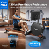 MERACH Pro-Grade Rowing Machines for Home, Smart Magnetic Rowing Machine with 21.5" HD Rotatable Screen, 400 LBS MAX Load, Wooden Tracks for Silent Sliding, MERACH App 1000+ Course & Games