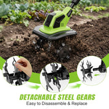 Brushless Cordlees Tiller Cultivator for Gardening, 6000mAh 20v Battery Powered Electric Garden Tiller Rototiller,9" Width 7" Depth,Lightweight Small SoilTiller for Cultivating/Lawn/Garden Tool
