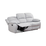 MOOLSUN Living Room Furniture Set Corduroy Recliner Compartments and Cup Holders Reclining for Home Theater/Office（A-Grey White Microfiber,Sofa(3 Seater)）