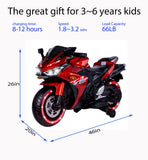 Electric Ride-On Motorcycle for Kids with 12V Motor, Training Wheels, Manual Throttle, Light Up Wheels, Music Player & Headlights - Ages 3-6 (Red + Plastic + 50-99 pounds)