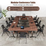 Modular Foldable Conference Table Stackable Flip Top Training Meeting Table with Wheels