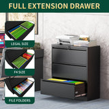 3 Drawer Lateral File Cabinet with Lock, Metal File Cabinets for Home Office