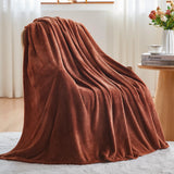 NEWCOSPLAY Super Soft King Blanket Coffee Premium Silky Flannel Fleece Leaves Pattern Lightweight Bed Blanket All Season Use (Coffee, King(90"x110"))