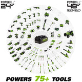 Greenworks 48V 17" Cordless Electric Lawn Mower, Leaf Blower, String Trimmer, (2) 4.0Ah Batteries and Rapid Charger