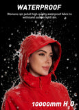 ATLASLAVA Women Rain Jacket Waterproof Raincoat with Hood Breathable Long Windbreaker Trench Coat Red L