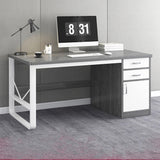 Sturdy Gaming Desk with Ample Storage Office Computer Desk U Shaped Steel Frame Modern Writing Table Space Saving Design Gray 140x60x72cm