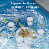 (2026 Upgrade) BUBLUE F10 Pool Surface Skimmer Robot,Robotic Pool Skimmer with App Control,Powerful Suction,5L Filter,Dual Cleaning Modes, AI Navigation,Ideal for In-Ground & Above-Ground Pools,White