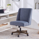 Upholstered Armless Office Chair Fabric Swivel Home Desk Chair with Wheels