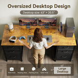 ODK 63 inch Computer Desk with File Drawers Cabinet, Modern Office Desk with Large Storage for Home Office