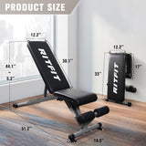 RitFit Adjustable/Foldable Utility Weight Bench for Home Gym, Weightlifting and Strength Training - Bonus Workout Poster with 35 Total Body Exercises