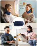 BETOVIN Heated Neck Brace Cervical Collar - Neck Support Brace with Heating Pad, Soft Foam Wraps Keep Vertebrae Stable and Aligned for Relief of Cervical Spine Pressure for Women & Men (L Size) Blue