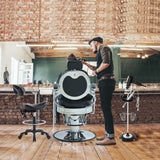 Lilfurni Vintage Barber Chair for Hairdressers Heavy Tattoo Shampoo Beauty Salon Equipment(Black)