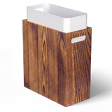 iEGrow 3 Gallon Wooden Trash Can, Small Wood Waste Basket with Liner Acacia