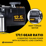 Novawinch Pro Plus 12,500 lb Electric Winch - IP68 Waterproof Sealed Series Wound Motor, 85 ft 3/8 in Wire Cable, 171:1 Gear Ratio - 12 Volt Truck, Trailer, Off-Road Recovery Applications