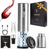 Electric Wine Opener Set, Rechargeable Wine Bottle Opener with Foil Cutter, Aerator, Vacuum Stopper, USB Cable, Luxury Wine Gift Set for Women & Men, Housewarming, Wedding, Mother's Day