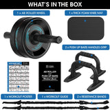 Ab Roller Wheel, 6-in-1 Ab Roller Kit with Knee Mat, Push-Up Bars, Resistance Bands, Workout Poster, Workout Guide, Perfect Home Gym Equipment for Men Women Abdominal Exercise Fitness Insanity