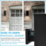LUXRITE Dusk to Dawn LED Modern Outdoor Wall Lights, 12", Up or Up and Down Light, 3CCT 3000K-5000K, Waterproof Square Wall Sconce, 20/30/40W, Dimmable, IP65, ETL - Porch Patio Garage (2 Pack)