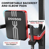 Power Tower Dip Station Pull Up Bar for Fitness Home Gym Workout,Multi-Function Adjustable Height Fitness Strength Training Exercise Equipment,with Power Elastic Ropes,Black Red-02