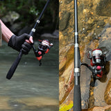 Fishing Pole Combo Set,2.1m/6.89ft 2PCS Collapsible Rods 2PCS Spinning Reels Lures Set Carrier Bag Telescopic Fishing Rods Freshwater Kit Fishing Rod Reel Combos ministoream