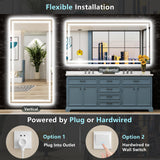 72x32 LED Bathroom Mirror, Backlit & Front Lit Lighted Mirror