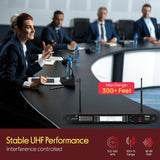Pyle 8 Channel UHF Wireless Conference Microphone System with 8 Gooseneck Mics, 300 Ft Range, Selectable Frequencies & Rack Mount Receiver for Meetings, Presentations & Events
