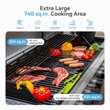 2 in 1 Propane Griddle Grill Combo, 6-Burner Propane Gas BBQ Grill with Porcelain-Enameled Cast Iron Grates & Plate, 42,000 BTU Combo Grill
