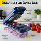 UltraChop All-In-1, 12 Blade Heavy Duty Vegetable Chopper, Food Chopper Container, Spiralizer, Mandoline Slicer Onion Mincer, French Fry And Salad Cutter, Home Essentials & Kitchen Gadgets, Blue