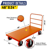 Platform Cart Industrial Dolly Cart 3300LB Heavy Duty 48” x 24” Platform Hand Truck Push Cart Super Heavy Duty