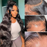 Aicrelery 13x6 HD Lace Front Wigs Human Hair Body Wave Pre Plucked 34 Inch