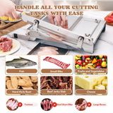 Moongiantgo Manual Frozen Meat Slicer Bone Short Rib Cutter Chicken Chopper Machine 13.5 Inch Double Blade Heavy Duty Guillotine Biltong Cutter for Korean BBQ Shabu Hot Pot (KD0288)